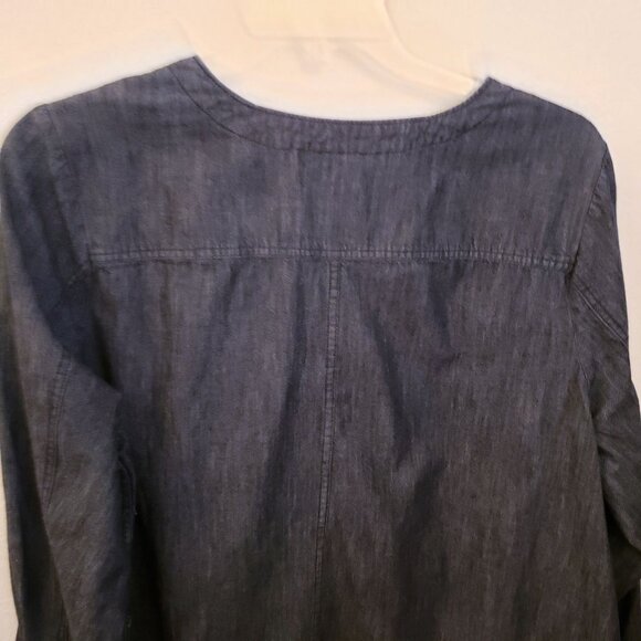 Denim247 Dark Wash Denim Lace Up Neckline Long Sleeve Tunic Size 24W EUC - Picture 5 of 8